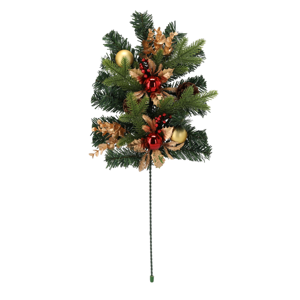 VÁNOČNÁ OZDOBY - VETVA 60 CM ČERVENO-ZLATÁ *2408