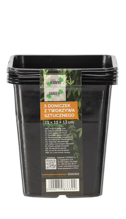 SET OF 5 PLASTIC POTS 11 X 11 X 12 CM