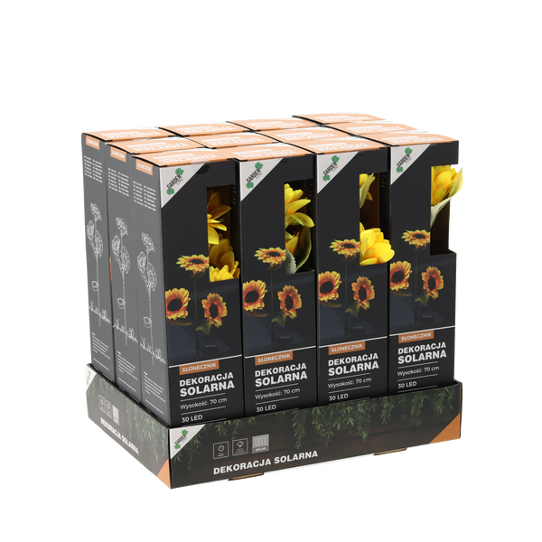 SOLAR LAMP H 70 CM SUNFLOWER 30 LED WARM WHITE DISPLAY=12PCS