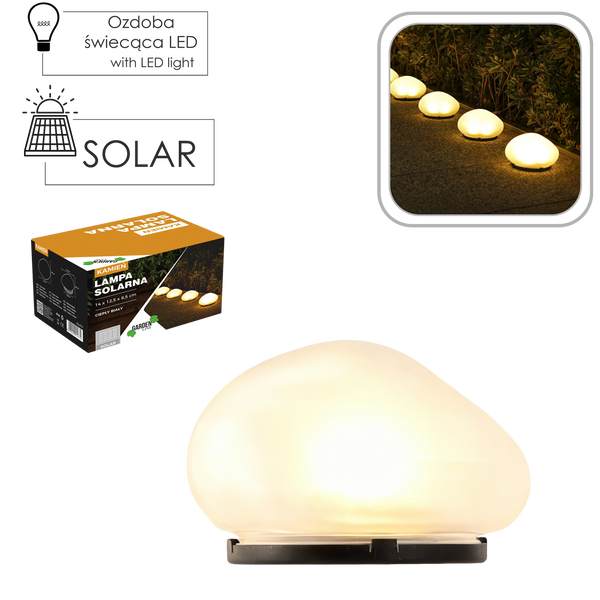 LAMPA SOLARĂ 14 x 12,5 x 8,5 CM PIATRĂ 4 LED CĂLDURĂ ALBĂ *4774