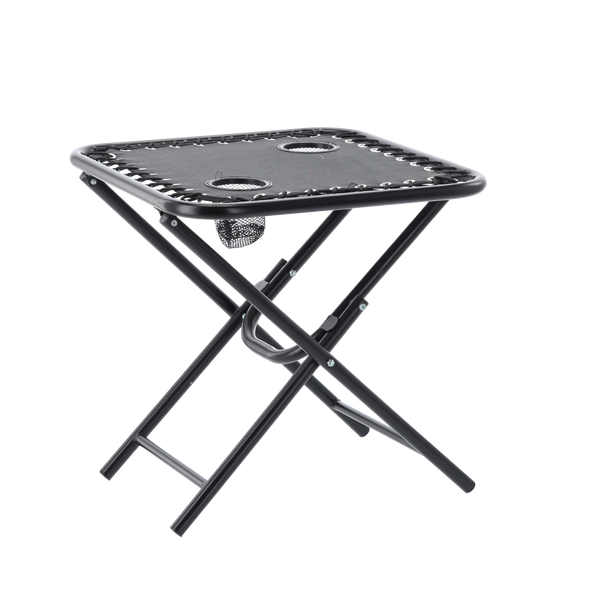 STÓŁ TURYSTYCZNY SKŁADANY 50 x 50 x 50 CM Z UCHWYTAMI NA NAPOJE CZARNY *2739