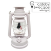 ŚWIĄTECZNY LAMPION 14,5 x 11,7 x 24,5 / 35,5 CM Z WKŁADEM LED POZYTYWKA - BIAŁY - BAŁWAN Z CHOINKĄ  *9355