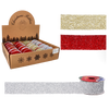 FÂȘIE DECORATIVĂ DE SĂRBĂTOARE 3,8 CM x 2,7 M MIX DE CULORI ROȘU/ AURII/ ARGINTII ambalaj=24buc *9768