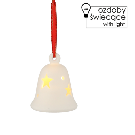 CERAMIC WHITE LED BELL WITH A PENDANT 8 CM