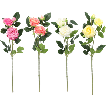 ARTIFICIAL FLOWER - 3 ROSES 38 CM MIX COLORS