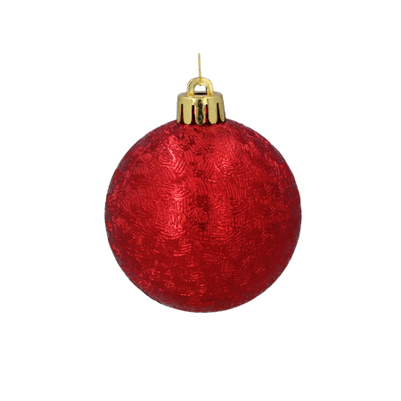 SET OF 6 BAUBLES 6 CM RED/GOLD/SILVER