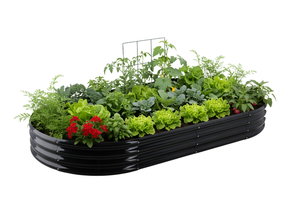 GRZĄDKA WARZYWNO-KWIATOWA 240 X 120 X 30 CM OWALNA ANTRACYT