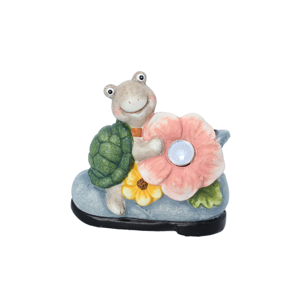 GARDEN FIGURINE – TURTLE WITH FLOWER 15,5 X 8 X 15 CM LED pack=4 pcs
