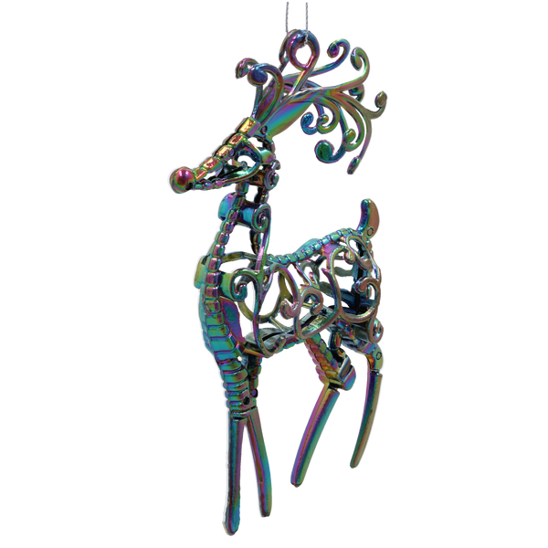 ORNAMENT CRĂCIUN CU REN CU EFECT DE BENZINĂ 10 x 16 CM *5959