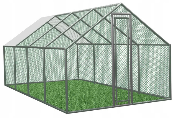 WOLIERA / ZAGRODA METALOWA DLA ZWIERZĄT  6 x 3 x 1.95 M Z CZĘŚCIOWYM ZADASZENIEM 