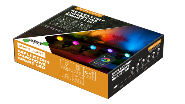 REFLEKTORY OGRODOWE SMART LED 6L MULTIKOLOR, DŁ. 3 + 10 M WEWN/ZEWN *9315