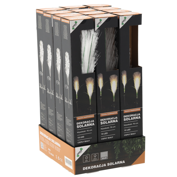 SOLAR LAMP H 70 CM PAMPAS GRASS 10 LED WARM WHITE DISPLAY=24PCS