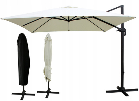 PARASOL OGRODOWY "ROMA" 3 x 3 M BEŻOWY Z POKROWCEM *5408