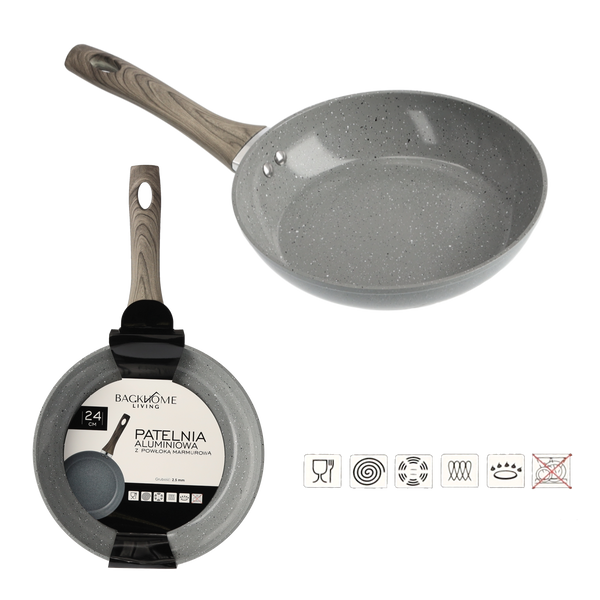 TIGAIE DIN ALUMINIU 24 CM 2,5 MM CU ACOPERIRE DIN MARMUR *7596