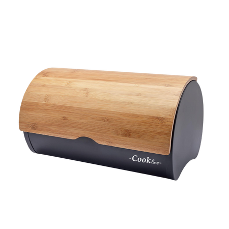 CUFĂ SABROSO - EMAILAT CU CAPAC DIN BAMBUS 38 x 25 x 18 CM NEGRU *8893