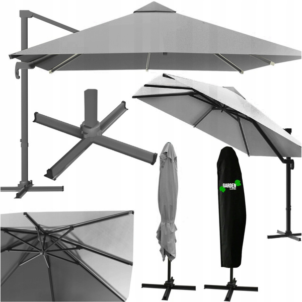 ZAHRADNÍ PARASOL "MINI ROMA" 2,5 x 2,5 M ŠEDÝ S OBALOM *5378