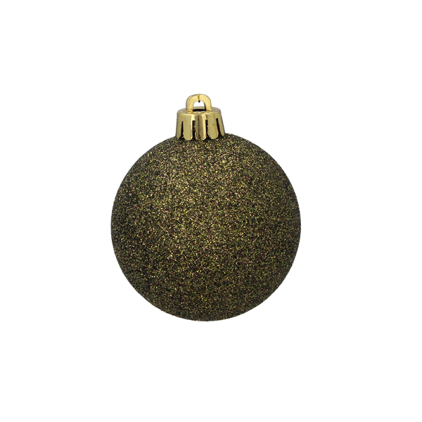 SET OF 35 BAUBLES OLIVE/COPPER/GRAPHITE MIX DESIGNS