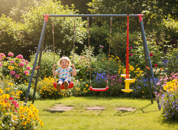 HUŚTAWKA OGRODOWA (METALOWY STELAŻ + 2 HUŚTAWKI + BUJAK) 290 x 180 x 200 CM