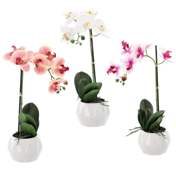 ARTIFICIAL FLOWER - MIX OF 3 COLORS ORCHID 42 CM PACK=6 PCS