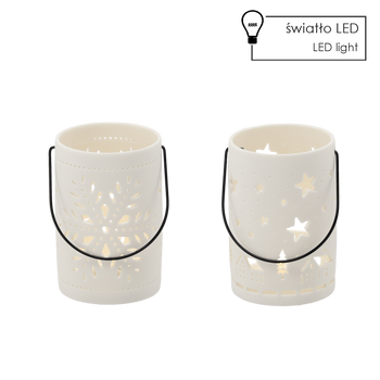 FIGURKA BOŽONAR. - LAMPION 8,5 X 8,5 X 13,2 CM MIX VZOROV LED balenie=6ks *1544