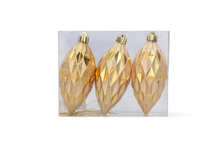 SET OF 3 OBLONG BAUBLES 10 CM RED/GOLD/SILVER
