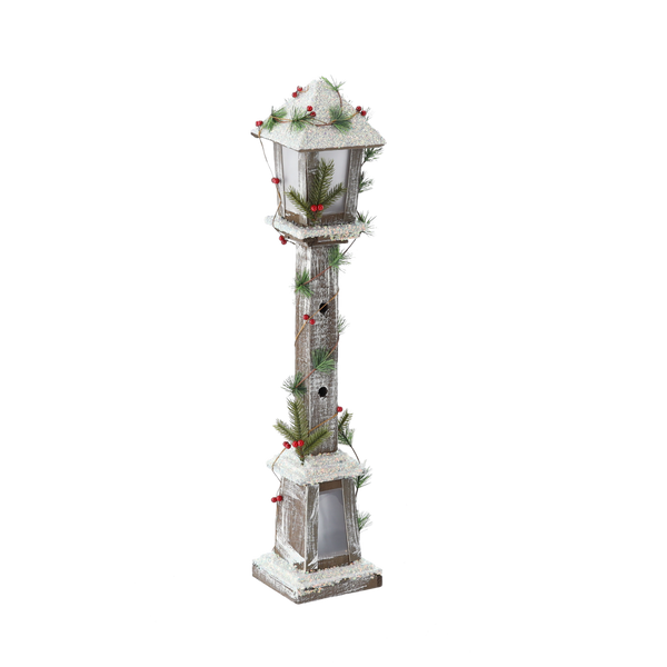 CHRISTMAS WOODEN LED LANTERN 16 x 16 x 85 CM