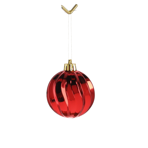 SET OF 9 BAUBLES 6 CM RED/GOLD/SILVER