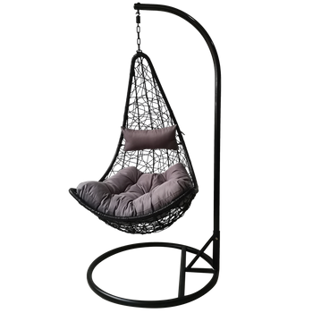 HANGING CHAIR - BLACK, CUSHION - GREY, FRAME - BLACK, HALF /1151/