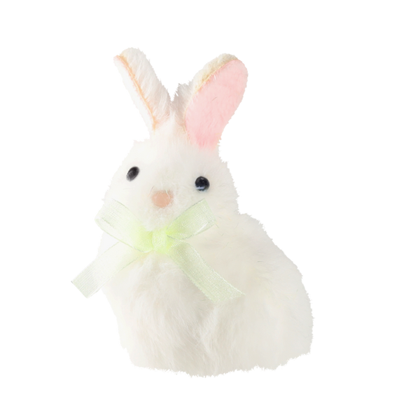 VELIKONOČNÍ OZDOBA - ZÁVES 6 x 8 CM ZAJÍČEK S MAŠLÍ MIX 3 BARVY balení=12ks *8956