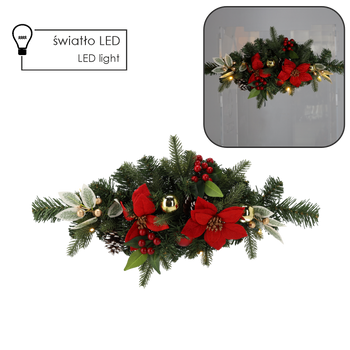 STROIK DE SĂRBĂTOARE 10 LED 50 CM ROȘU-AURIE *0776