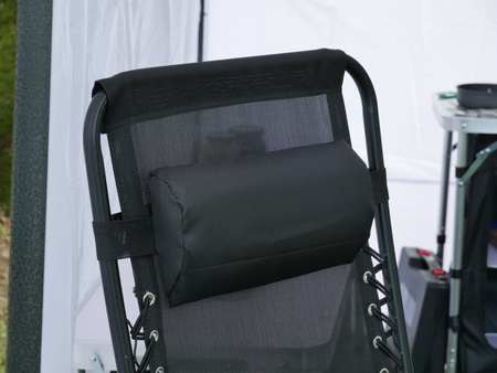 FOLDING GARDEN SUN LOUNGER WITH BASE, POCKET AND HEADREST BLACK