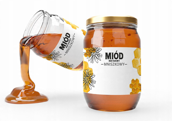 SADA 100 NÁLEPEK MEDU NEKTAROVÉHO MNISZKOVÉHO 154 x 60 MM *8184