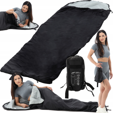 TOURIST SLEEPING BAG 215 x 75 CM BLACK