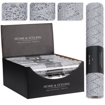 TKANINA DEKORACYJNA ROLKA 150 x 28 CM SREBRNY *9595