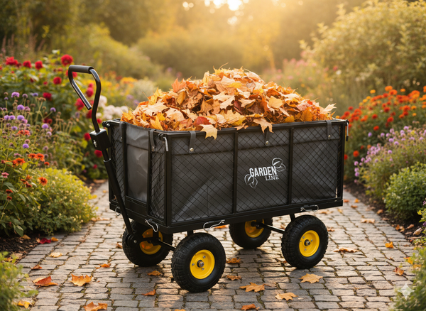 WÓZEK OGRODOWY DWUFUNKCYJNY XL - CZARNY Z PLANDEKĄ