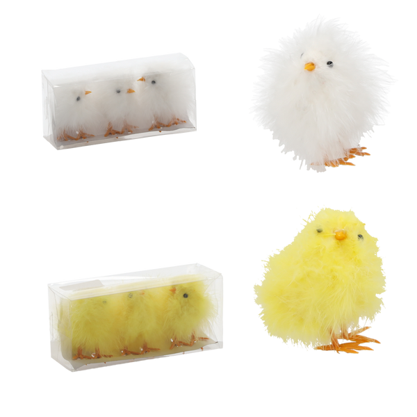 KPL. 3 KURCZAKÓW 18 x 6,5 x 8 CM PUCHATYCH ŻÓŁTY/ BIAŁY *7763