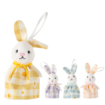 EASTER DECORATION - HANGING 8 x 4 x 11 CM BUNNY MIX 4 DESIGNS pack=12pcs