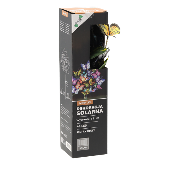 SOLÁRNA LAMPA H 68 CM MOTÝLI 49 LED TEPLÁ BIELA disp=12ks *4675