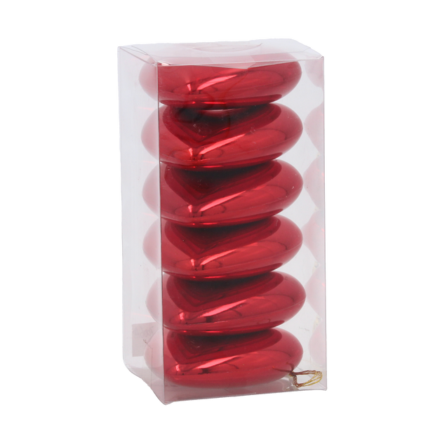 KPL. 6 BOMBEK SERCE 7 CM CZERWONY / ZŁOTY / SREBRNY *3795