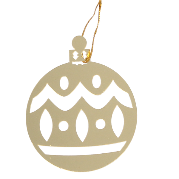 SET OF 3 CHRISTMAS DECORATIONS - GOLD BAUBLE 8 x 6 CM