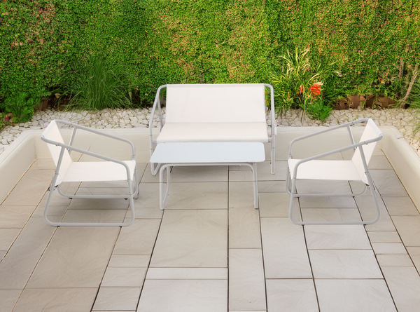 GARDEN FURNITURE SET - SOFA, 2 CHAIRS, TABLE - BEIGE