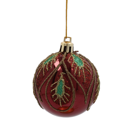 SET OF 8 CHRISTMAS BAUBLES RED 6 CM