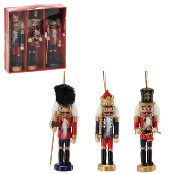 SET OF 3 CHRISTMAS DECORATIONS WOODEN SOLDIER 13 CM