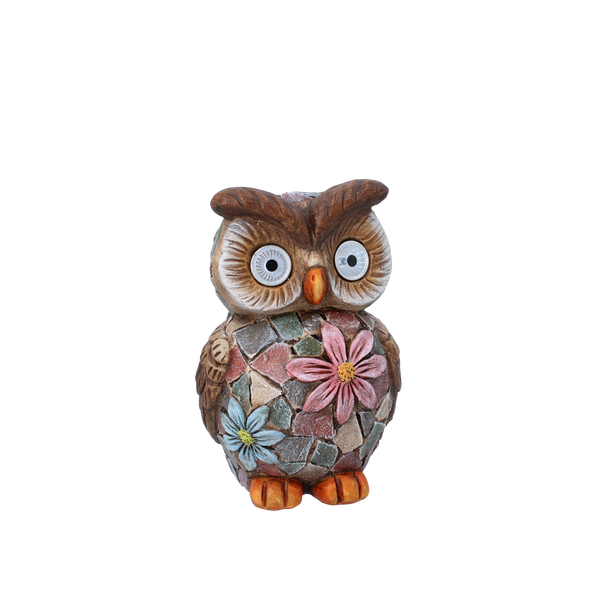 FIGURINĂ DE GRĂDINĂ - BUFNIȚĂ CU OCHI ILUMINAȚI 13,5 x 12 x 20,4 CM LED pachet=2buc *7966