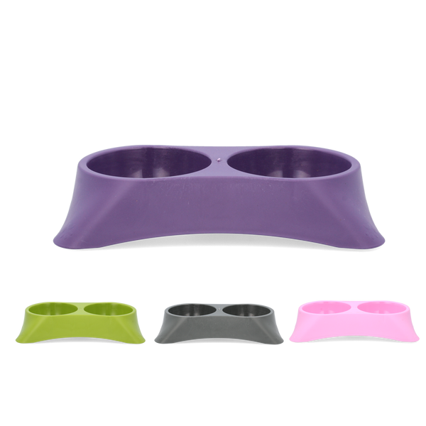 DOUBLE PET BOWL FOR DOG OR CAT 2 X 0.25L