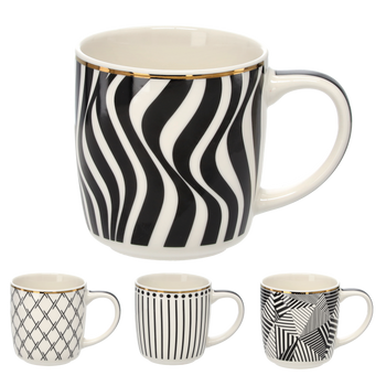 KUBEK PORCELANOWY 380 ML GEMIS ZE ZŁOTYM WZOREM opak=12szt *7949
