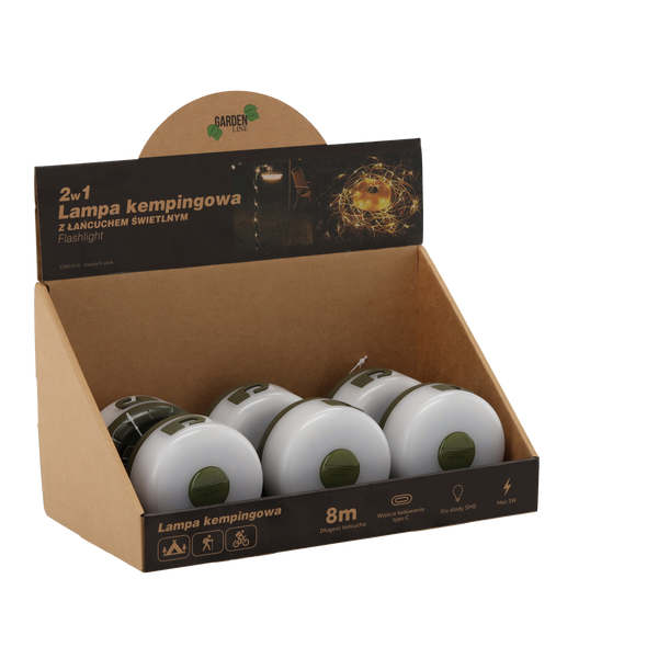 LAMPA KEMPINGOWA Z ŁAŃCUCHEM ŚWIETLNYM 3W 8 M USB C disp=6 szt *1014