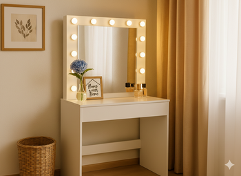 TOALETKA DO WIZAŻU BIAŁA Z OŚWIETLENIEM 80 x 40 x 140 CM *9452