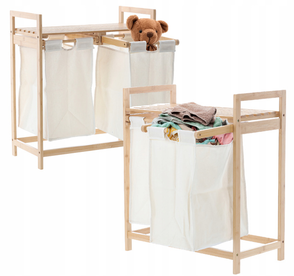 REGAŁ BAMBUSOWY Z DWOMA KOSZAMI 64x33x73 CM *6998