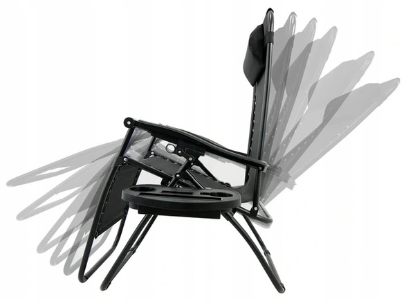 FOLDING GARDEN SUN LOUNGER WITH BASE, POCKET AND HEADREST BLACK